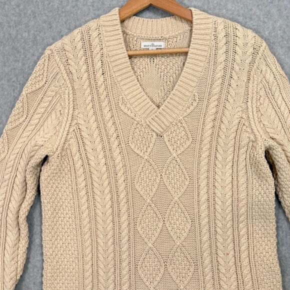 LL Bean Signature Fisherman Tunic Sweater Size S Cable Knit Chunky Cabincore - Picture 4 of 15